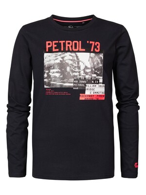 Petrol Industries Tričko  tmavomodrá / sivá / svetlosivá / červená