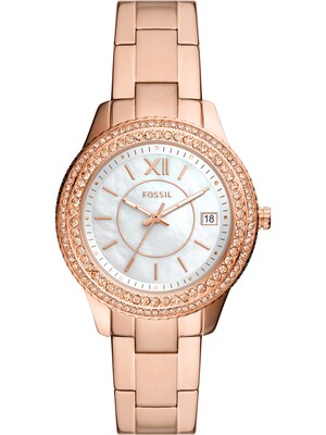 FOSSIL Analógové hodinky 'Stella'  ružové zlato / priehľadná / biela