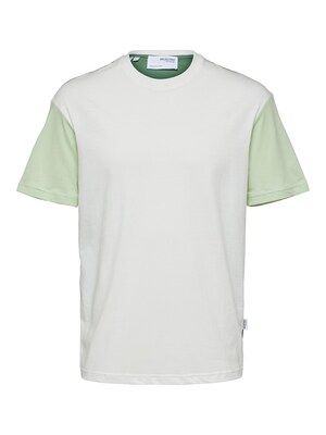 SELECTED HOMME Tričko 'Dominic'  zelená / svetlozelená / biela